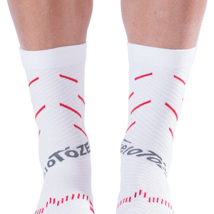 veloToze Cycling Sock - Active Compression White/Red -  Large/XL - Sokken