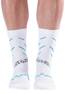 veloToze Cycling Sock - Active Compression White/Blue -  Small/Medium - Sokken