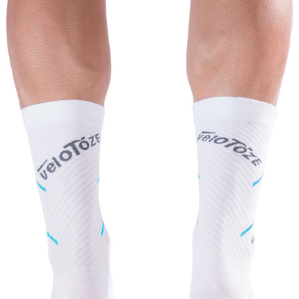 veloToze Cycling Sock - Active Compression White/Blue -  Small/Medium - Sokken