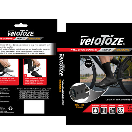 veloToze Silicone Shoe Cover - Black - Small - Overschoenen